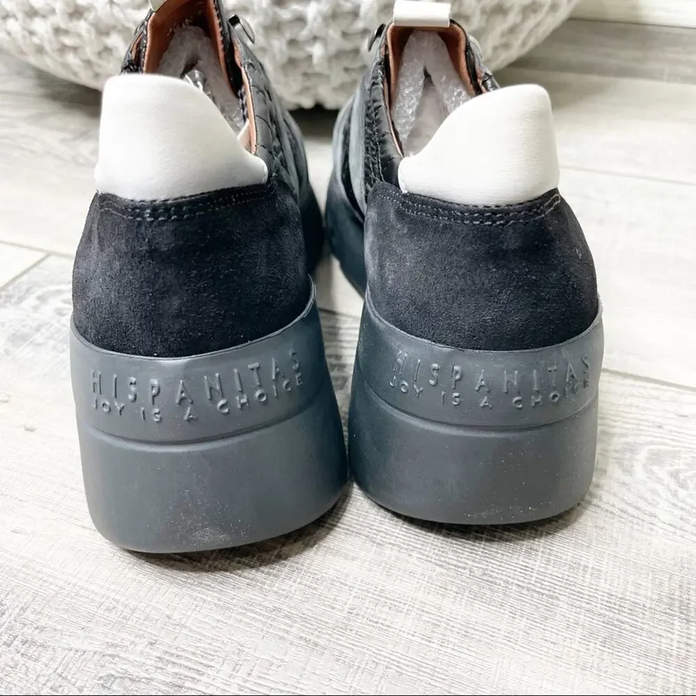 Hispanitas Rielle Suede Quilted Chunky Sneakers Black Size 38 - Picture 7 of 8